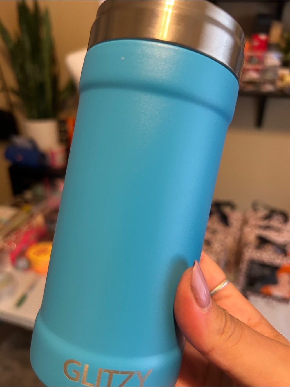 blue glitzy